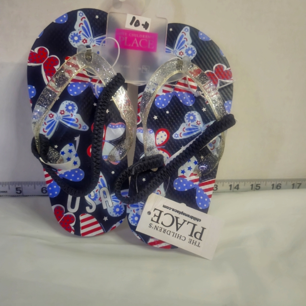TCP BUTTERFLY GIRLS SANDALS/FLIP FLOPS USA RED,WHITE AND‎ BLUE VARIOUS SIZES